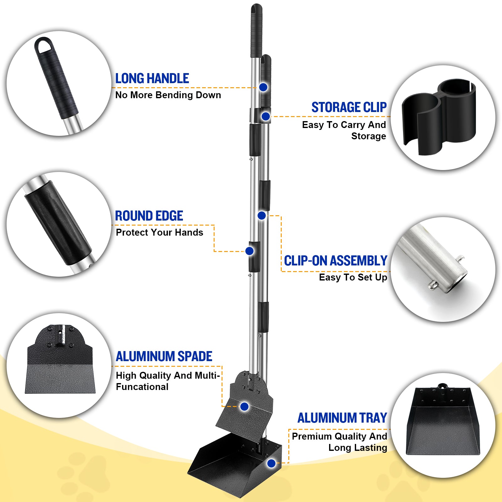 Heavy-Duty Pooper Scooper for Large Dogs – No Bending, Easy & Hygienic Cleanup