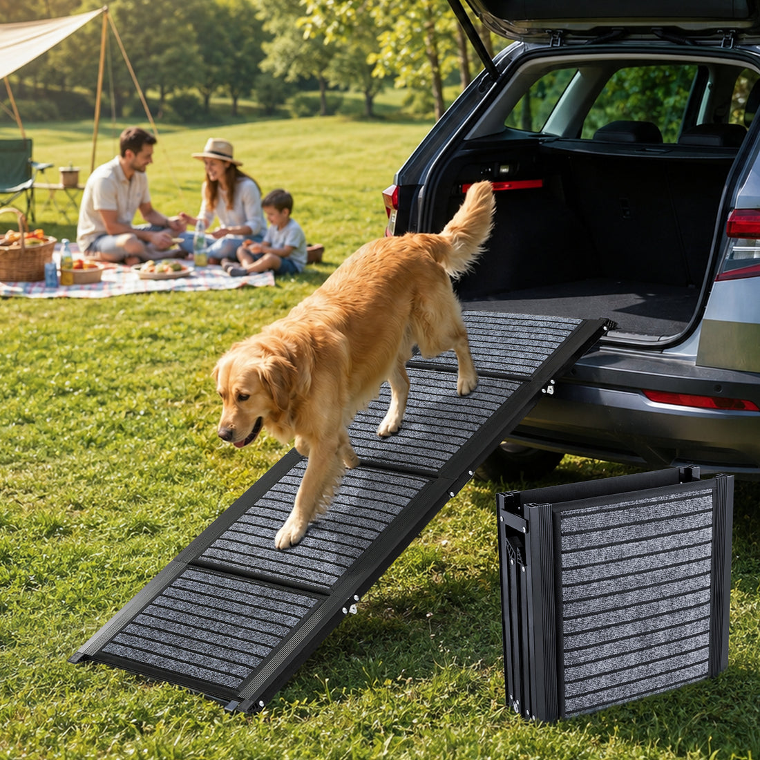 Snagle Paw 71" Extra Long Folding Dog Car Ramp for Cars & SUVs – Heavy-Duty Non-Slip Aluminum Ramp for Large & Senior Dogs