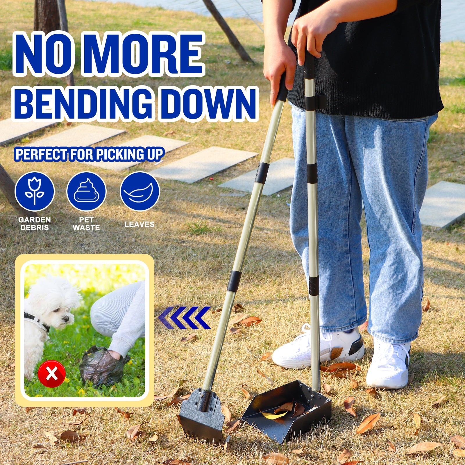 Heavy-Duty Pooper Scooper for Large Dogs – No Bending, Easy & Hygienic Cleanup