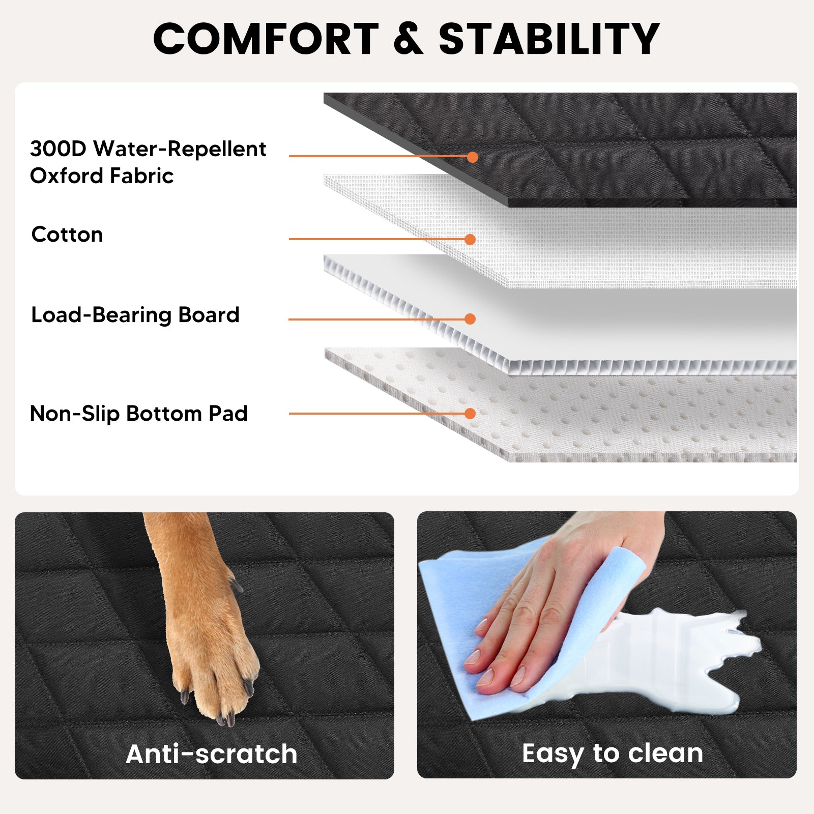 Snagle Paw Dog Car Seat Cover for Back Seat, Patented Ultra-High Detachable Barrier, Hard Bottom, Non-Slip & Water-Resistant