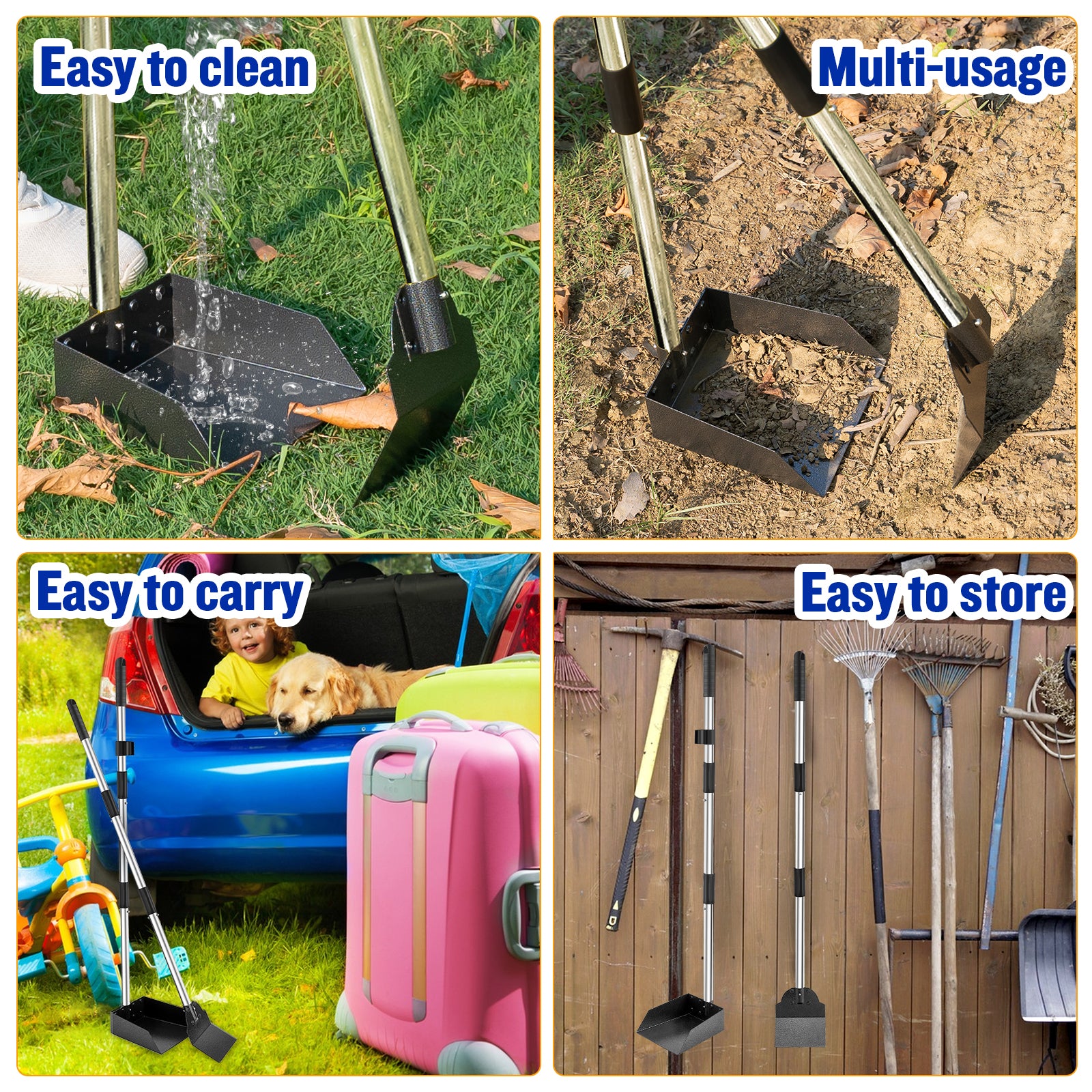 Heavy-Duty Pooper Scooper for Large Dogs – No Bending, Easy & Hygienic Cleanup