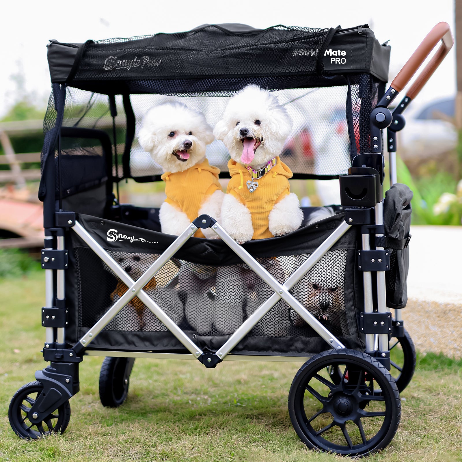 Snagle Paw StrideMate PRO – Best Dog Strollers for Large Dogs with Ramp – Heavy‑Duty 220 lb Capacity Large Dog Stroller Wagon for Senior, Injured & Disabled Pets, Fits 2 Dogs, Outdoor Adventures & Recovery
