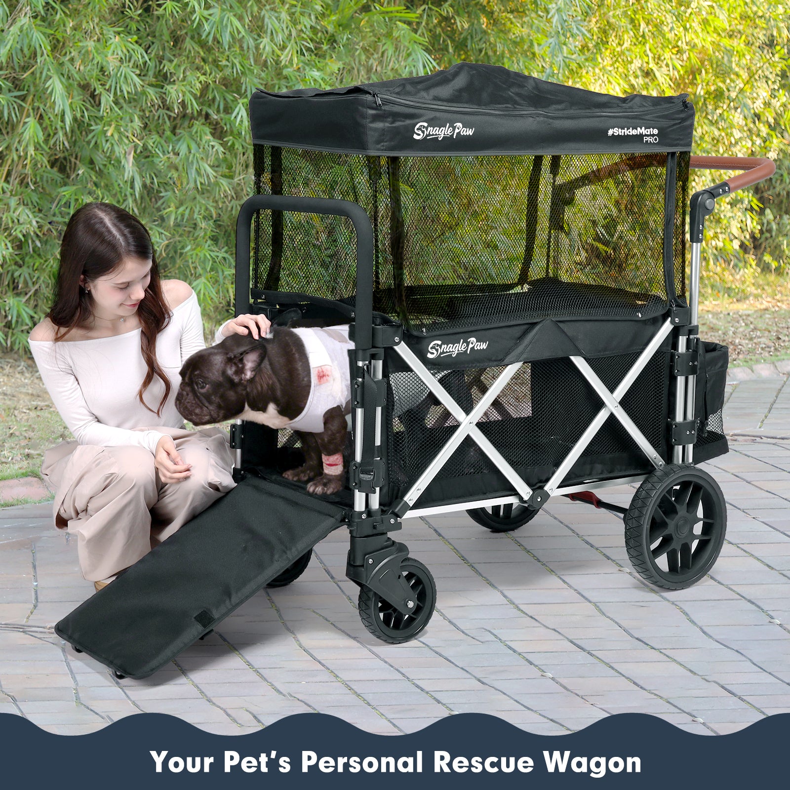 Large pet recovery wagon perfect for injured dogs and post-surgery recovery, providing safe, stable, and comfortable transport
