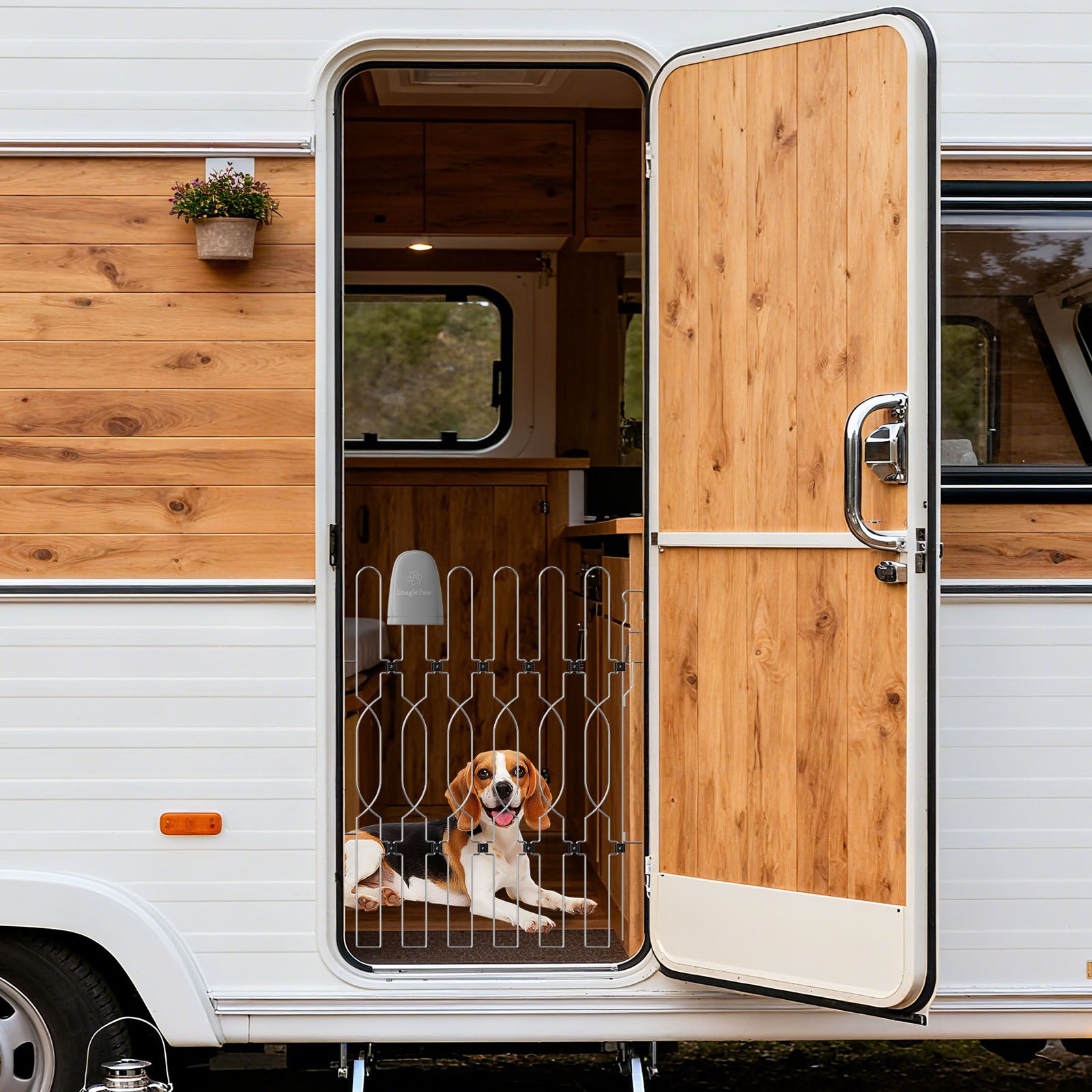 The Retractable Door Barrier is perfect for RVs and campers.