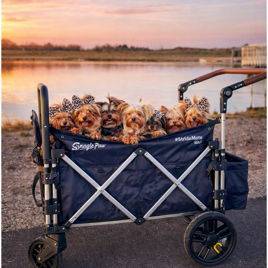 A mobile haven for your senior companion: Snagle Paw StrideMate MAX large dog stroller providing a safe, comfortable, and spacious ride for older or recovering dogs, perfect for outdoor adventures