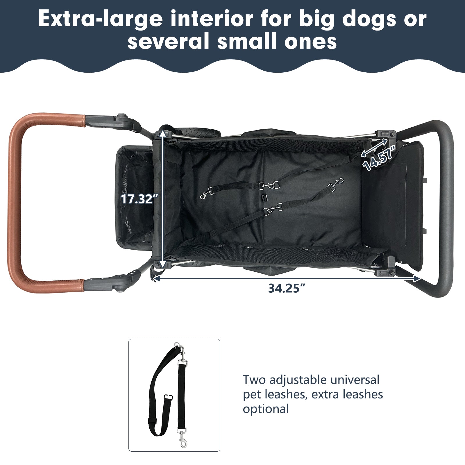 Large dog stroller wagon with extra interior space for outdoor adventures and comfortable rides
