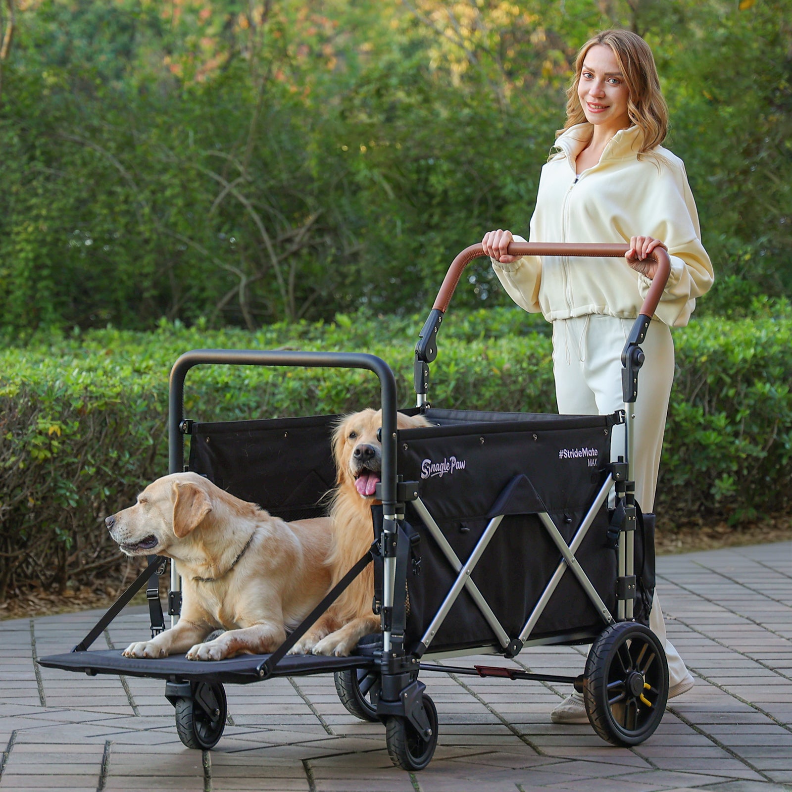 Snagle Paw StrideMate PRO Gray Large Dog Stroller Wagon with Ramp, Heavy Duty Pet Mobility Cart for Senior & Injured Dogs