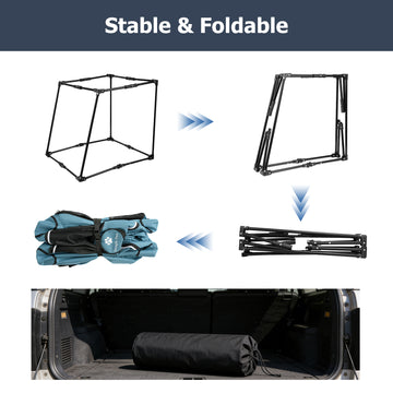 foldable dog car crate with sturdy non-collapsible metal frame, easy to collapse and portable for travel