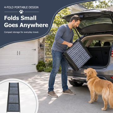 Foldable portable dog ramp with compact design for easy storage and travel