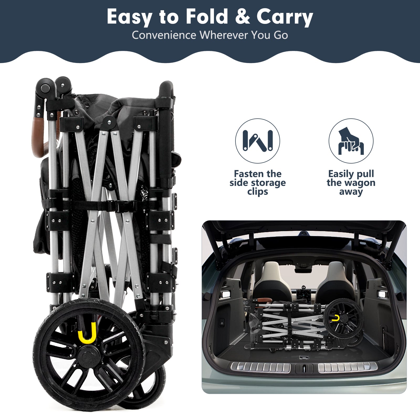 Foldable dog stroller that easily collapses for storage and portability, perfect for travel and outdoor adventures
