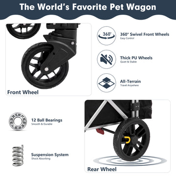 Premium large dog stroller wagon featuring large wheels and suspension for smooth, stable, and comfortable rides
