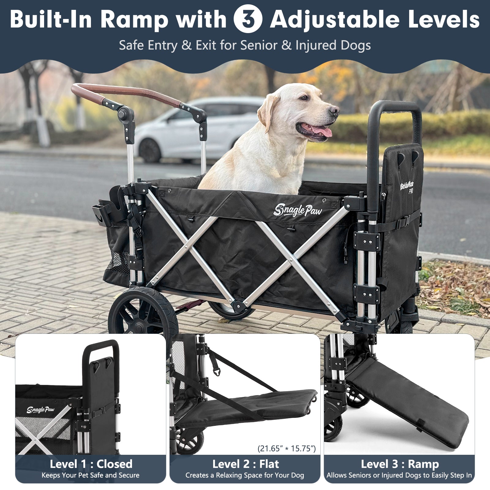 built-in ramp with 3 adjustable levels