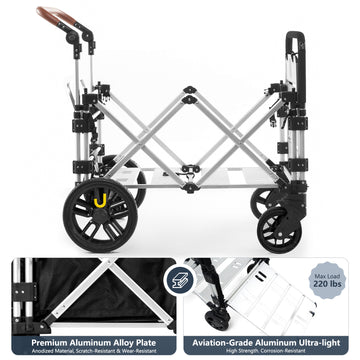 Aviation-grade aluminum pet stroller wagon, lightweight and strong, perfect for outdoor adventures with pets
