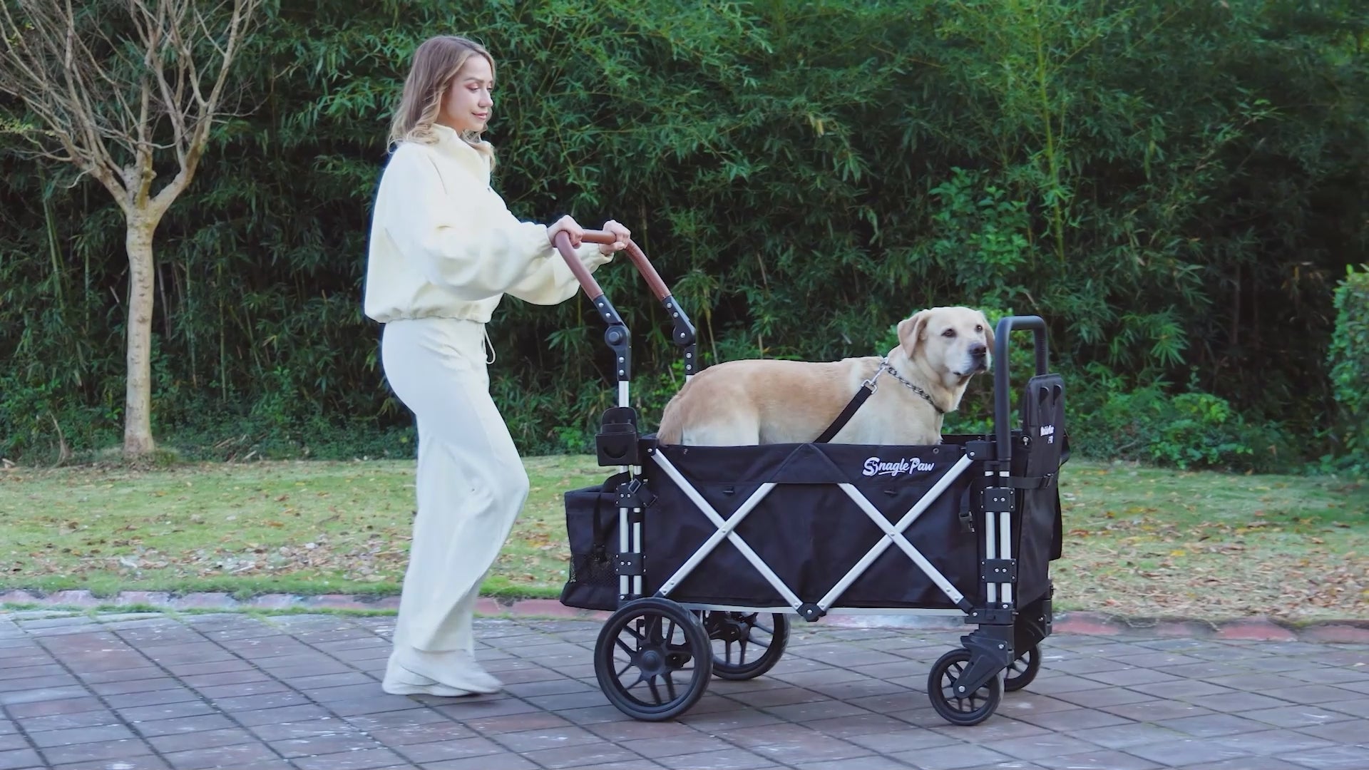 Snagle Paw StrideMate PRO – Best Dog Strollers for Large Dogs with Ramp – Heavy‑Duty 220 lb Capacity Large Dog Stroller Wagon for Senior, Injured & Disabled Pets, Fits 2 Dogs, Outdoor Adventures & Recovery