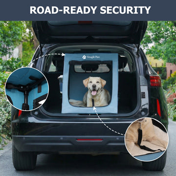 Safety design: Snagle Paw's stable frame vs ordinary sagging crates to prevent pet injury and ensure security.