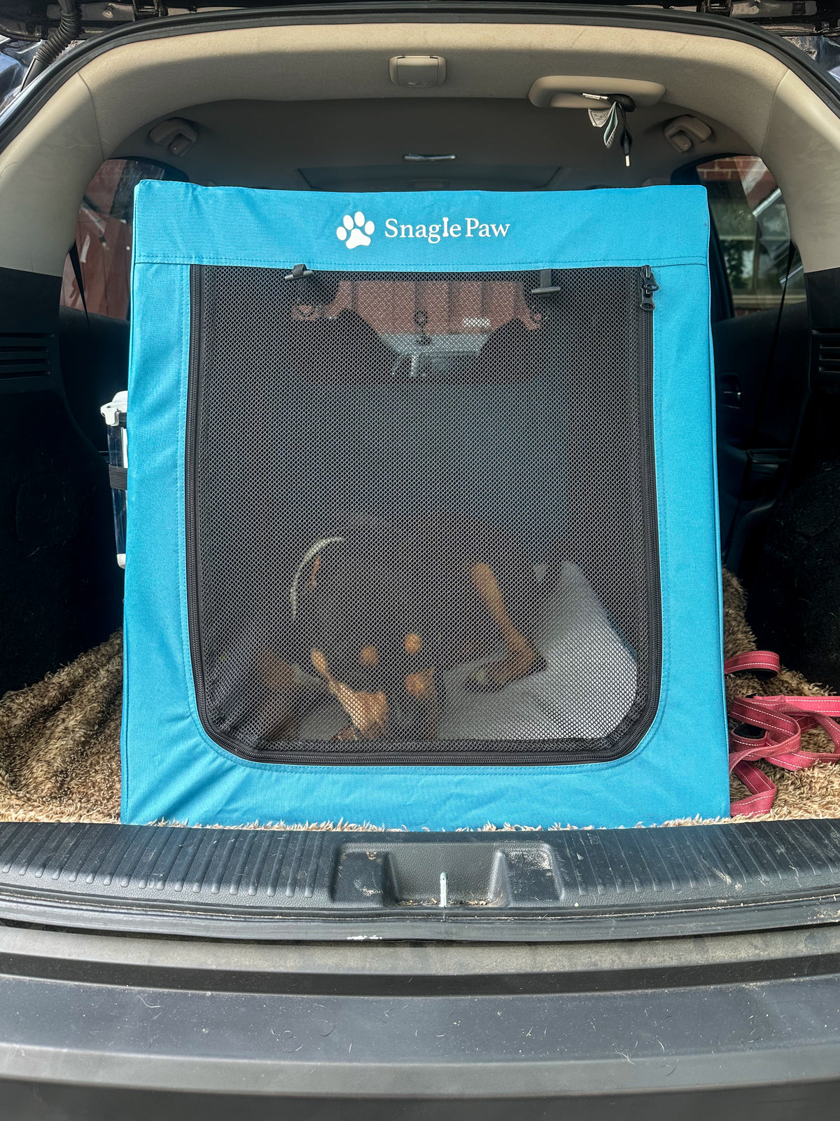 Snagle Paw foldable SUV travel dog crate with breathable mesh door