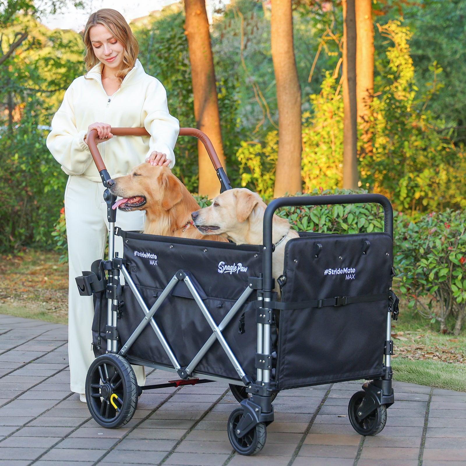 Snagle Paw StrideMate PRO Gray Large Dog Stroller Wagon with Ramp, Heavy Duty Pet Mobility Cart for Senior & Injured Dogs