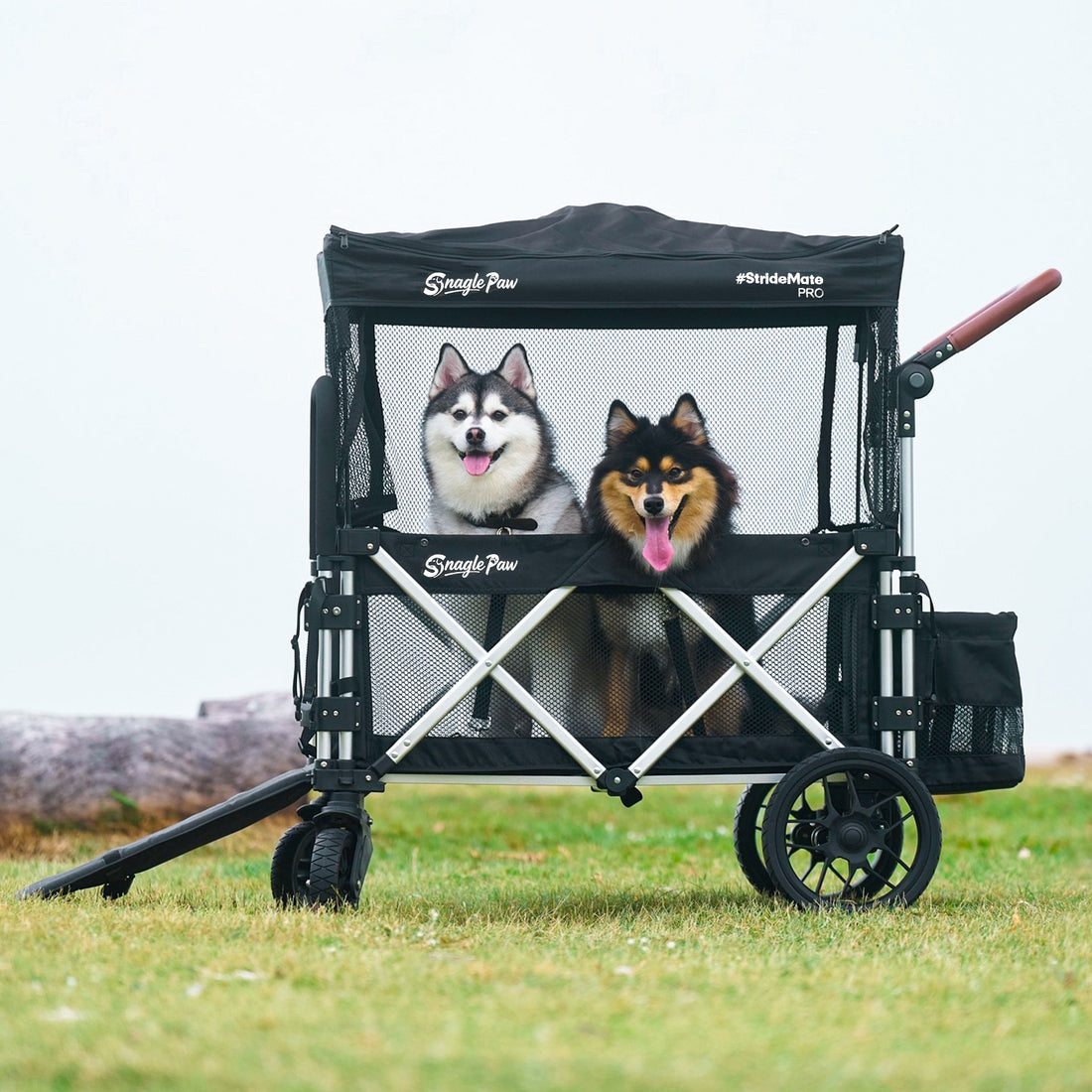 Snagle Paw StrideMate PRO – Best Dog Strollers for Large Dogs with Ramp – Heavy‑Duty 220 lb Capacity Large Dog Stroller Wagon for Senior, Injured & Disabled Pets, Fits 2 Dogs, Outdoor Adventures & Recovery