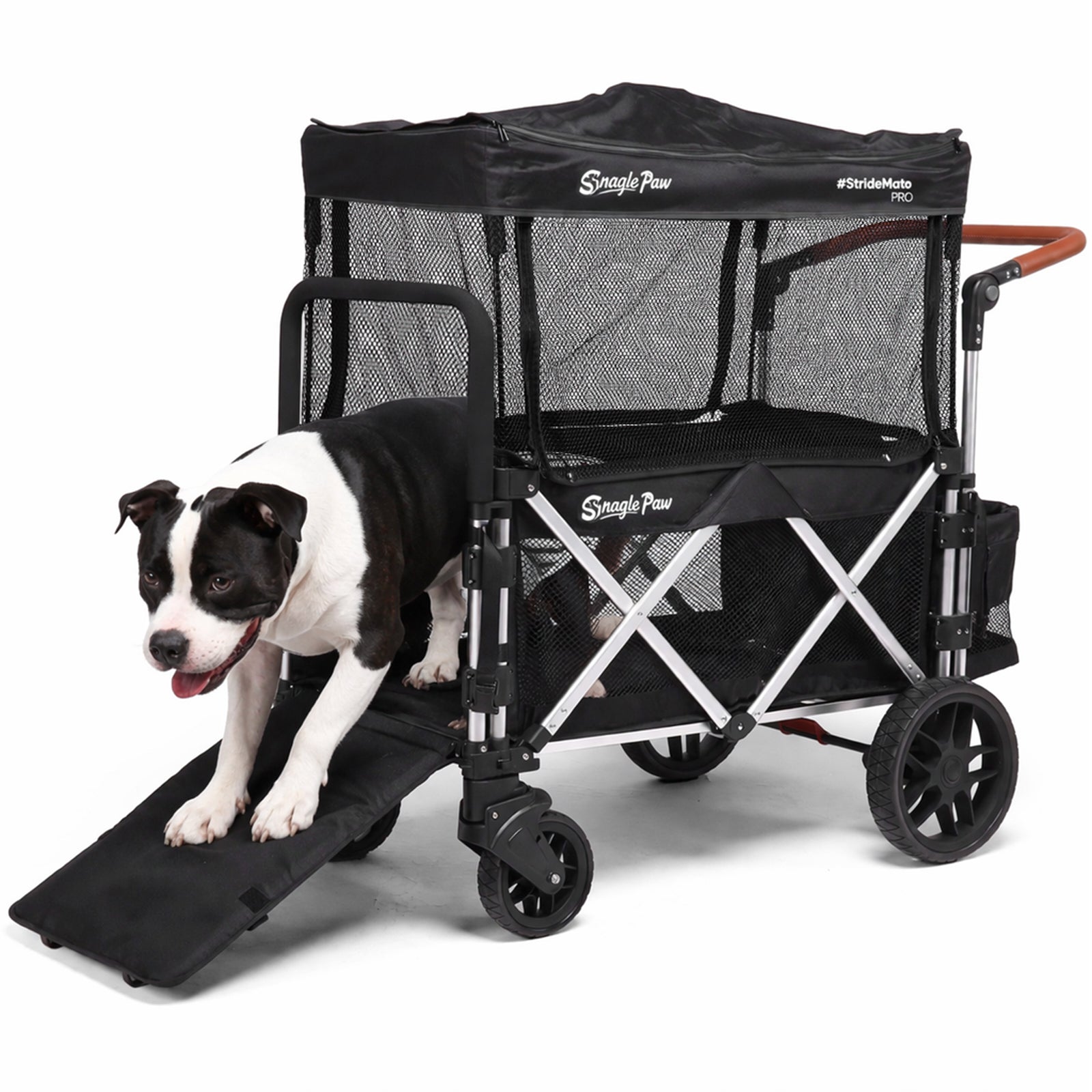 Snagle Paw StrideMate PRO – Best Dog Strollers for Large Dogs with Ramp – Heavy‑Duty 220 lb Capacity Large Dog Stroller Wagon for Senior, Injured & Disabled Pets, Fits 2 Dogs, Outdoor Adventures & Recovery